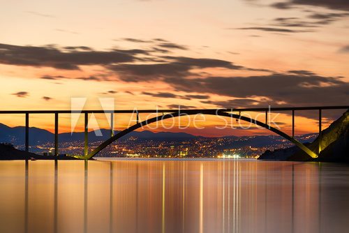 Bridge to Krk Island at sunset, Croatia