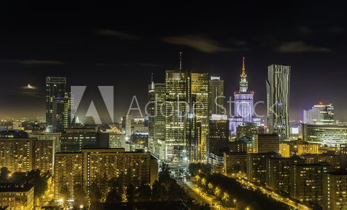Warsaw downtown at night