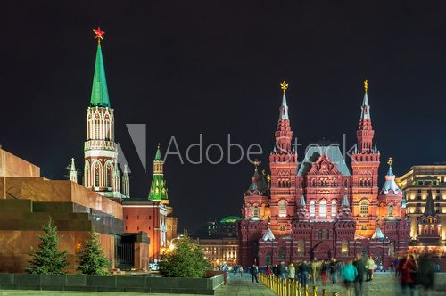 Moscow National Historic museum, Red Square by night