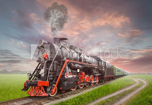 Retro Soviet steam locomotive