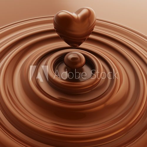 Heart symbol made of liquid chocolate
