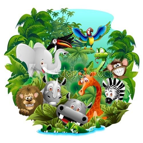 Wild Animals Cartoon on Jungle-Animali Selvaggi nella Giungla