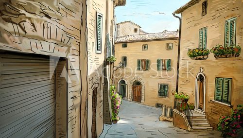 Street in Tuscany - illustration