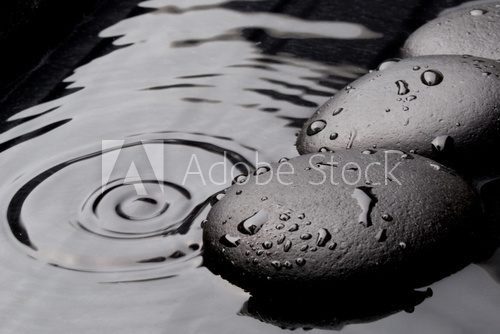 zen stones on wet background