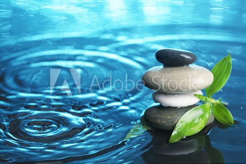 Balanced stones in water
