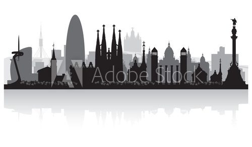 Barcelona Spain city skyline silhouette