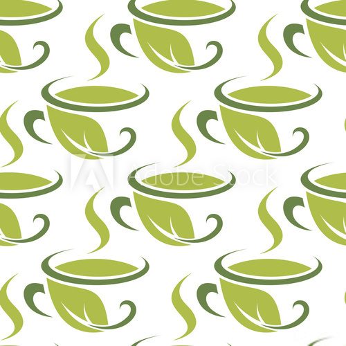 Fresh green herbal tea seamless pattern