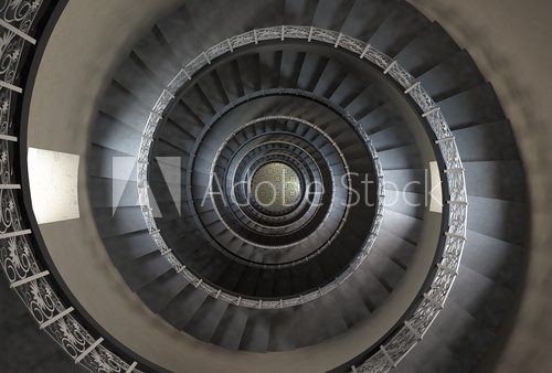 10'th floor of vintage spiral staircase