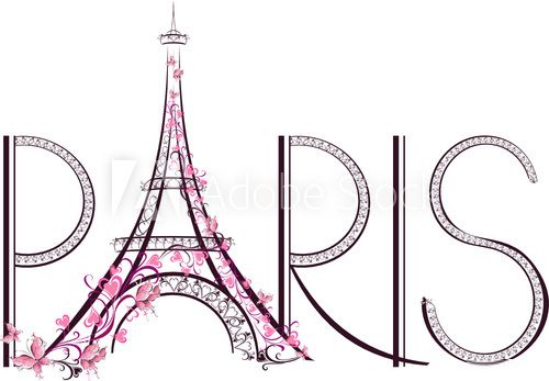 Tower Eiffel with Paris lettering. Vector illustration