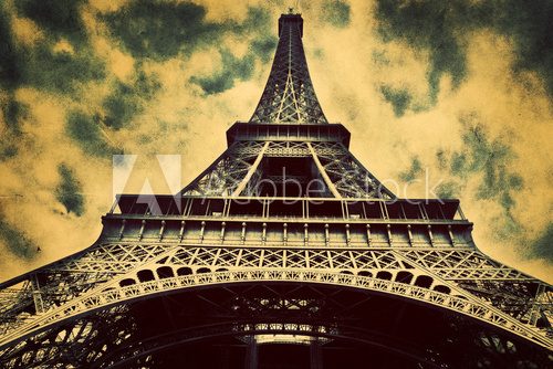 Eiffel Tower in Paris, Fance in retro style.