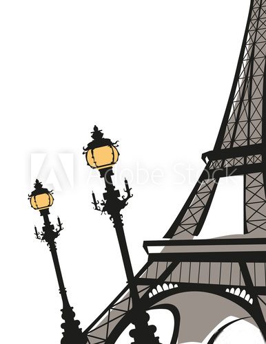 Eiffel Tower with Street Lights