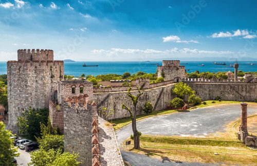 Yedikule Fortress in Istanbul, Turkey. Scenic panorama of medieval castle.