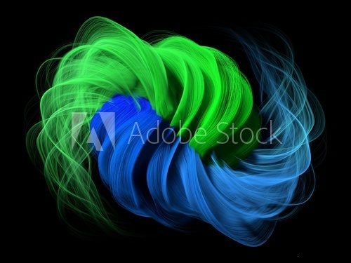 3d abstract with green and blue lines.