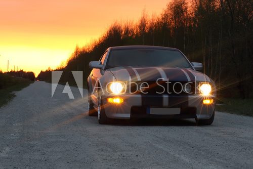 Sport car on the night road
