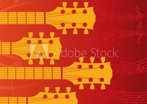 A music, vector background with Guitar headstocks