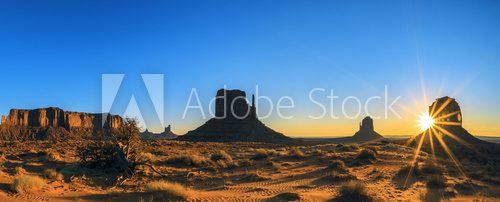 Monument Valley at sunrise, panoramic view