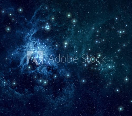 Blue nebula stars background