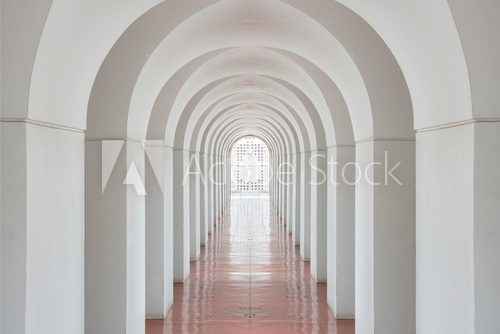 Long empty corridor and doors in to success