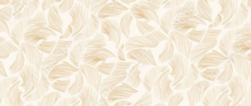Abstract landscape background with white and gold hand drawn line pattern vector. Natural template. Banner design and wallpaper in vintage style.