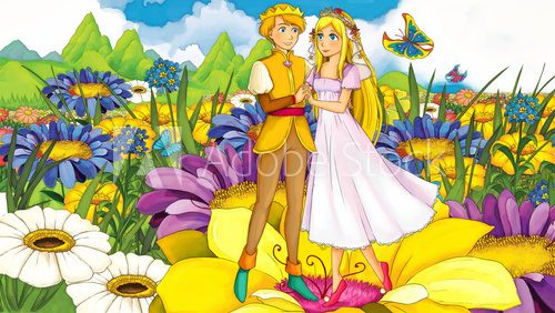 Cartoon fairy tale scene - illustration for the children