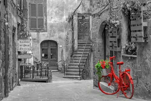 Beautiful alley in Tuscany, Old town, Italy