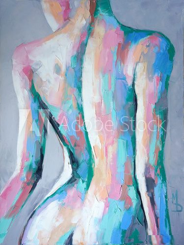 "Nymph" - oil painting. Conceptual abstract painting of a girl's beautiful body.