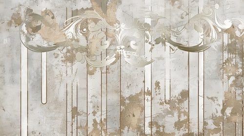 Design in the loft, classic, baroque, modern, rococo style. Graphic geometry on concrete grunge background. Light, delicate photo wallpaper, mural, wallpaper, card, postcard, Generative AI