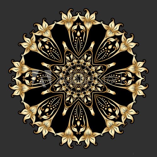 Vector gold round ornament.
