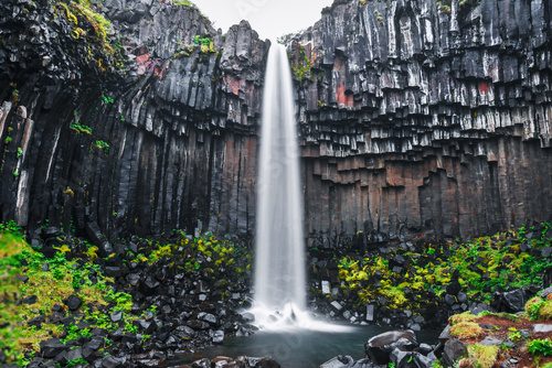 Famous Svartifoss waterfall. Another named Black fall. Located in Skaftafell, Vatnajokull National Park, Iceland