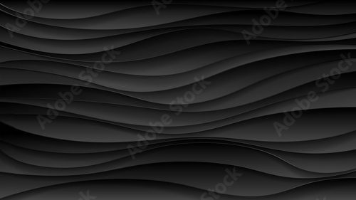 Abstract black wave paper cut design. Background for banners, posters, flyers, book covers and other design. Vector illustration.