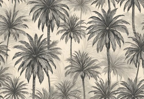 Hand drawn palm tree seamless pattern illustration set. Hawaiian print collection, summer vacation background in vintage art style. Tropical plant painting wallpaper texture