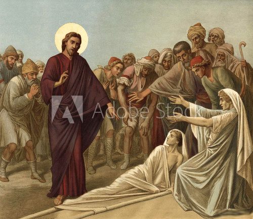 Jesus raises a widow's son.
