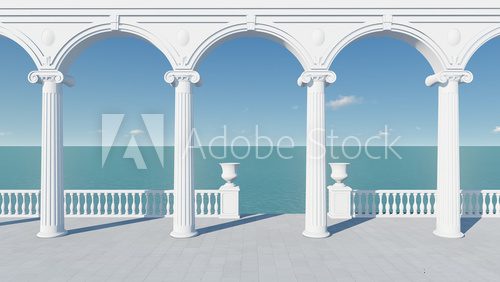 3d render from imagine wedding backdrop classic in Italy clear sea view