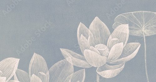 Lotus leaf painting. abstract art of nature. drawing artwork. botanical	