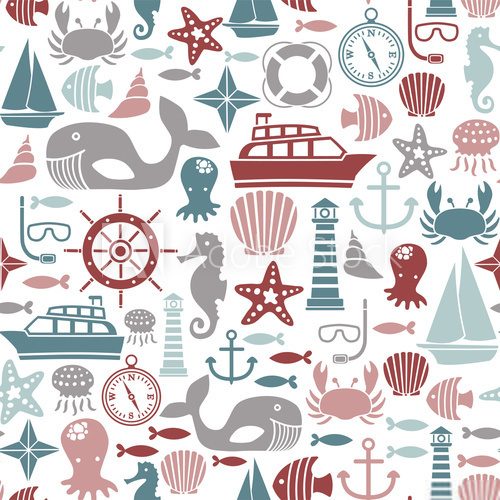 seamless pattern with sea icons