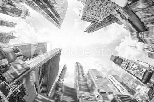 Bottom Up view of Skyscrapers from street level