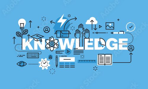 Modern thin line design concept for KNOWLEDGE website banner. Vector illustration concept for university and education. 