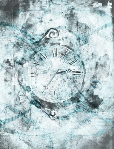 Time, art acrylic painting on paper and mixed media, abstract background