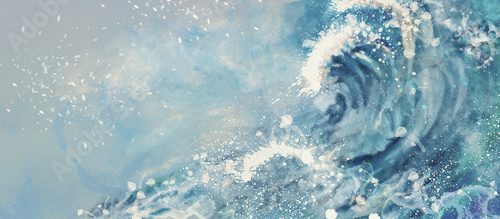 Ocean waves. Watercolor design background