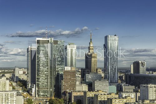 Warsaw downtown aerial view
