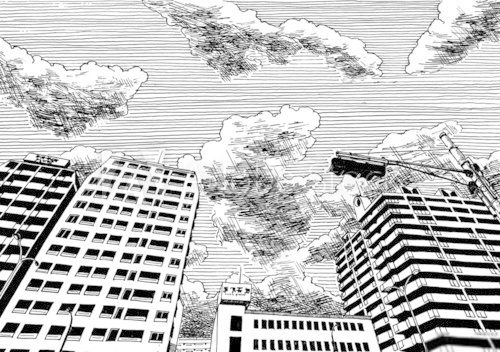 High buildings head up view
