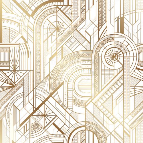 Seamless art deco geometric gold and white pattern