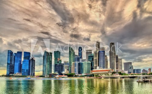 Skyline of Singapore on a cloudy day