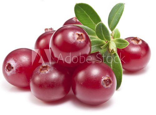 Cranberries with leaves.