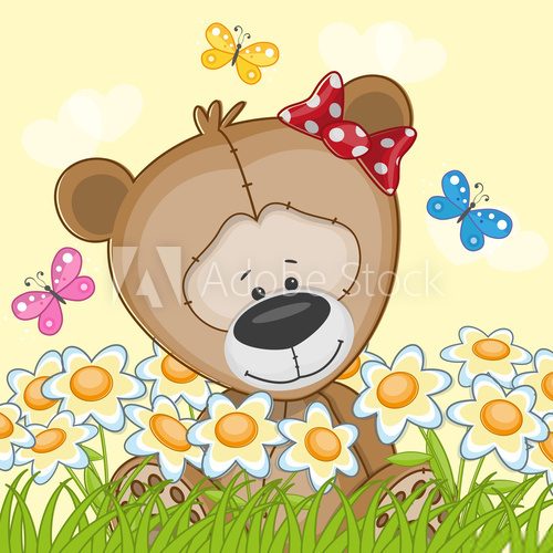 Bear with flowers