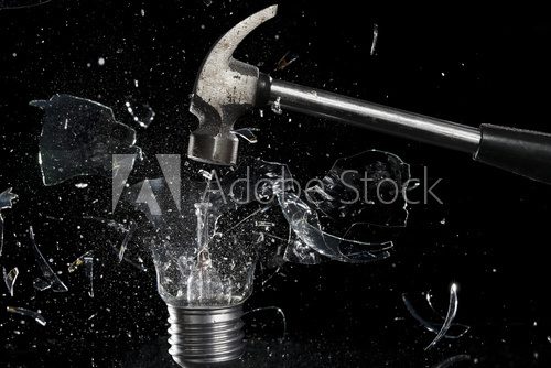 smashing a light bulb
