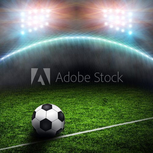 Soccer field with spotlights