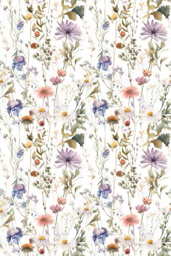 Wildflower, Bundle, Isolated, Watercolor, White Background, Pastel Colors, Tile, Pattern, generative ai