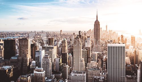 New York City Skyline bei Sonnenuntergang