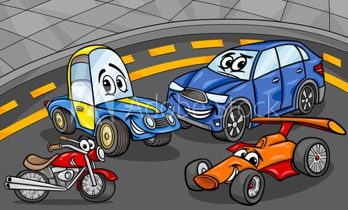 cars vehicles group cartoon illustration
